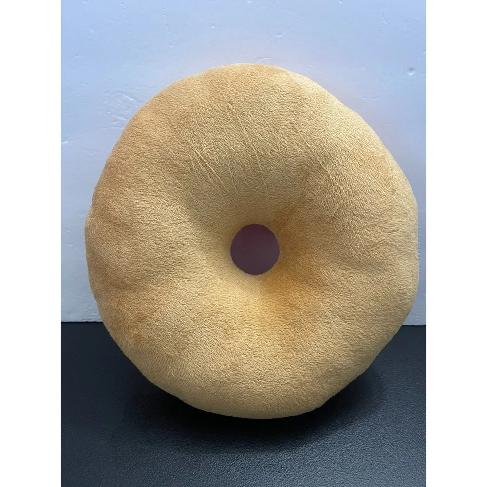 Pink Frosted Donut Plush Decorative Pillow Round Sprinkles Novelty Food Cushion
